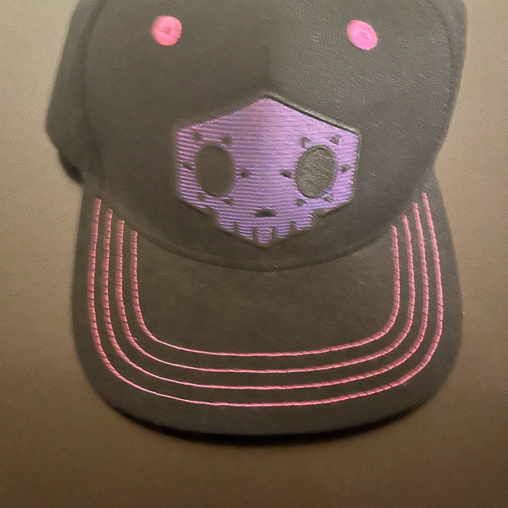 Black Cap with Purple Skull Design